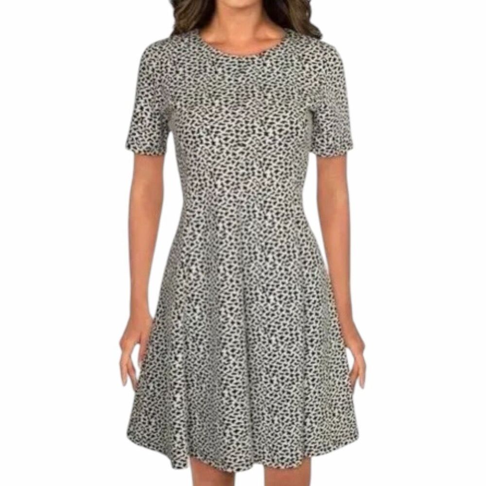 HUTCH ANTHROPOLOGIE Women’s Black White Short Sleeve Fit & Flare Dress Size 2X